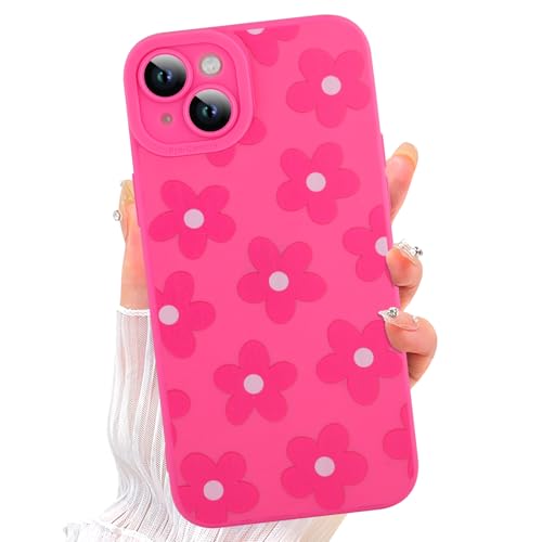 Image of ZIYE for iPhone 15 Plus Case Hot Pink Flower Pattern Phone Case