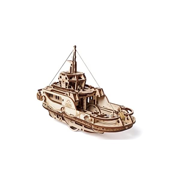 Ugears mechanischer Schleppschiff 3D Puzzle Kit Bewegliches Schlepper Holzpuzzle Bastelset und Denkaufgabe für… – Bild 3