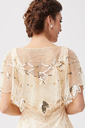BABEYOND 1920s Shawl Wraps Sequin Beaded Evening Cape Bridal Shawl Bolero Flapper Women Cover Up4