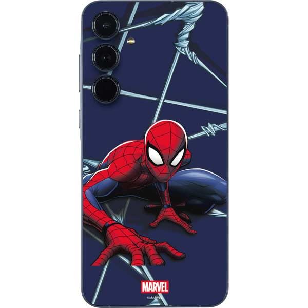 Skinit Decal Phone Skin Compatible with Galaxy A55 5G - Officially Licensed Marvel Spiderman Crawling Spiderman Design