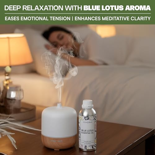 Image of VedaOils Blue Lotus Essential Oil 100ml | Pure & Natural Blue Lotus Oil for Mood Enhancement, Meditation & Sensual Experiences | Ideal for Skin Care, Aromatherapy & Diffusers