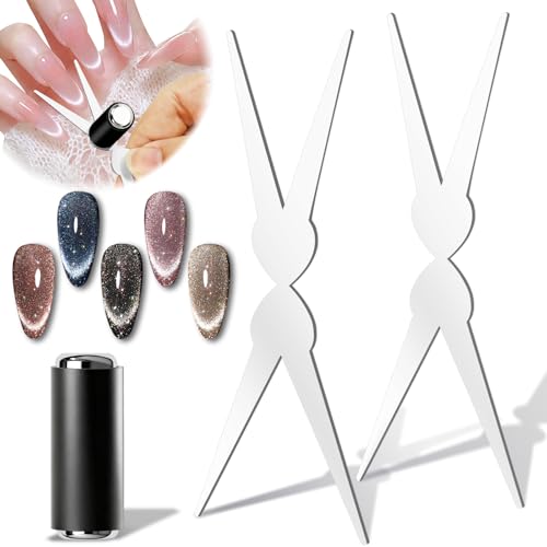 C12rtive Cat Eye Nail Magnet for Nails,3PCS French Cat Eye Magnet Tool,Stainless Steel French Cat Eye Nail Magnet Set,Perfect for DIY or Nail Salon