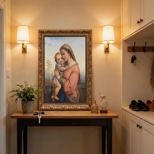 Poster Madonna et l'enfant Franz Russ sur toile premium imprimée avec cadre en bois - 5