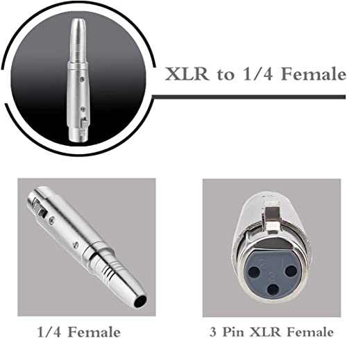 Image of 1 /4 Inch Female Stereo Adapter (1 Pcs) XLR Female Gender Changer Connector Silver Jack.