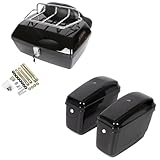 ECOTRIC Universal Motorcycle Trunk Luggage Storage Box & Hard Saddle Bags Saddlebags w/Mounting Kit Compatible with Harley Davidson Honda Yamaha Suzuki Kawasaki Cruiser Shadow Vulcan - 2 Packages