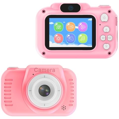 VisionKids Upgrade Kids Selfie Camera,Christmas Birthday Gifts for Boys Age 3-8,1080P HD Digital Video Cameras for Toddler, with 32GB SD Card (Pink) Cover