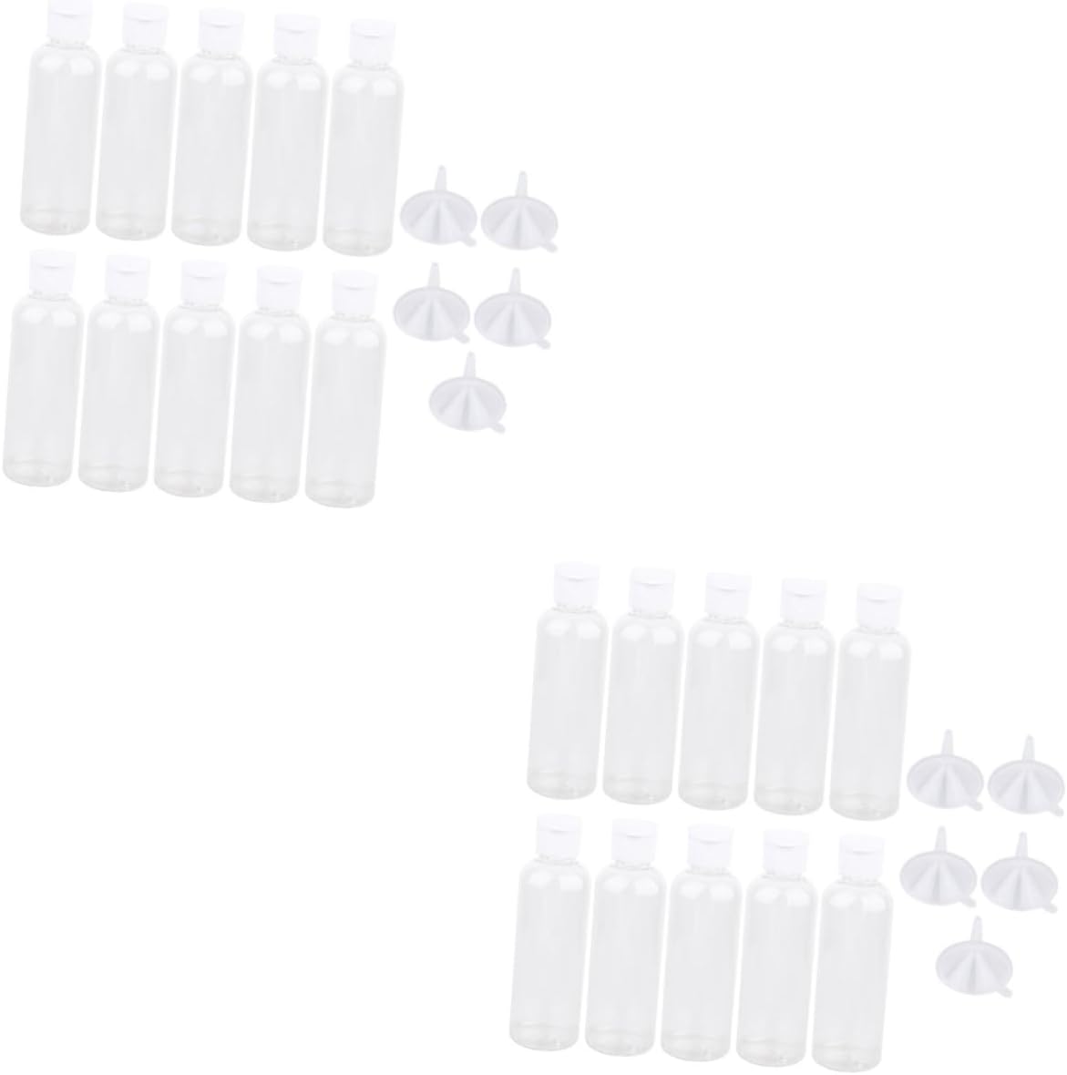 FRCOLOR 20pcs Refillable Transparent Plastic Bottles Leakproof Lids for Travel Portable Multifunctional Makeup Dispenser Containers for Outdoor Use