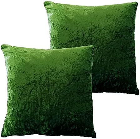 Olivia Rocco Set Of 2 Crushed Velvet Cushion Cover 43 x 43cm Sofa Bed Chair Soft Smooth Washable Square Cushions Decorative Pillows With Invisible Zipper For Couch Bedroom Living Room, Black