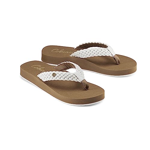 Cobian Women's Sandal Bethany Braided Pacifica Flip Flops, White, 9 #TOP2