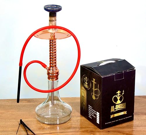 Image of AL-Sheesh King Designer Heavy Base Russian Hookah (22 inch Inches) Round Premium Alumunium Made with Silicon Pipe | Reverse Smoke Feature (Copper Finish)