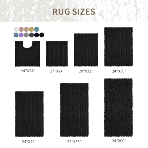 Ruggnovea Bathroom Rugs Non Slip Washable 36x24, Extra Thick Soft Chenille Absorbent Bath Mat, High Density Barrier Non Slip Backing, Quick Dry Plush Shaggy Floor Carpet for Tub&Shower, Black by Ruggnovea - Used condition - Image 8