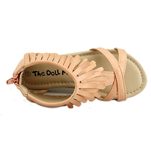 The Doll Maker Strap Fringe Ankle Sandal - Fba1621006A-5 Peach #TOP4