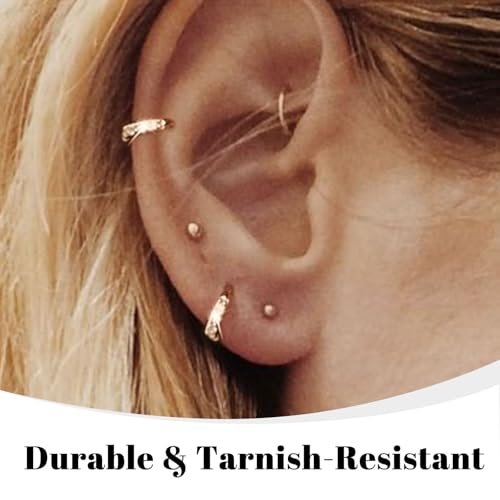 TESGADGETS kleine silberne Creolen mit chirurgischem 316L Stahl Scharnier Huggie Creolen für Knorpel, Helix, Tragus, leichte hypoallergene Ohrringe (6 mm, Silber)