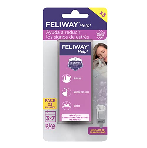 FELIWAY Help! - Recambio de feromonas calmantes para gatos para 21 días (3 x 7 días). Ayuda a calmar a tu gato durante situaciones de estrés puntual. Recomendado por veterinarios