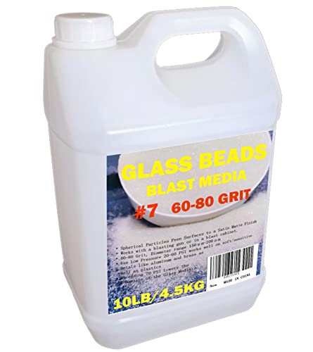 7 Glass Beads - 10LBS or 4.5kg Premium Long-Lasting Blasting Abrasive Media For Blast Cabinets Or Sand Blasting Guns - 60-80 Mesh or Grit