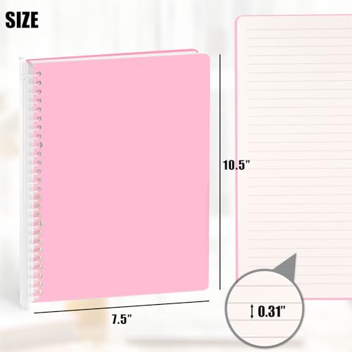 Koogel-Spiral-Notebook-Journal-Smart-Ring-Binder-Notebook-75x105inch-College-Ruled-Notebook-Sliding-Bar-Binder-26-Holes-60-Sheets-for-School-Office-Pink
