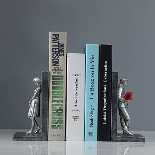 Lovers Man and Woman Figurine Sculpture Decorative Bookends Book End Decorative Book Stopper Binder and Dividers - Decoration Resin Art Craft for Living Room Bookshelf Library Office Display Desktop