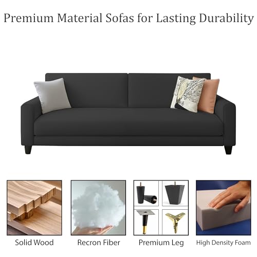 Image of Casaliving Kaven 3 Seater Sofa Set for Living Room (Black Colour Fabric) Premium Fabric Sofa