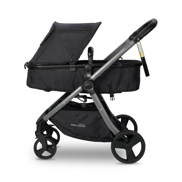 Safe-n-Sound Cosy Lux Stroller, 4 in 1 Comfortable Travel System, XL 10kg Basket Size, Easy Fold, Extra Large UPF 50+ Extendable Canopy, Travel System Compatible, Black (30187) - Image 4