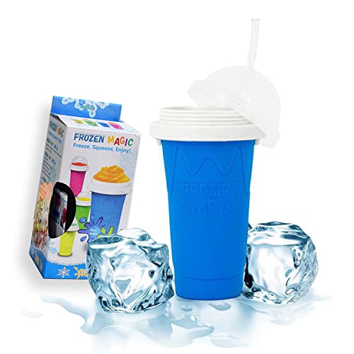 slush cup Smoothie Cup Slushie Maker Cup Smoothie-Becher Silikon-Squeeze-Eisbecher EIS Slush-Becher mit 2-in-1-Löffelstroh für Familie, Party Cover