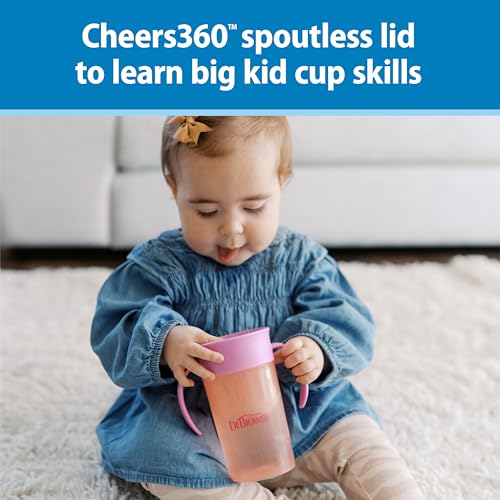 Dr. Brown's Milestones Straw to 360° Cup Set, Convertible Toddler Training Cup Set with Lids, Blue/Green/Pink/Coral, 10 oz/300 mL, BPA Free, 9m+, 4 Pack - image 4