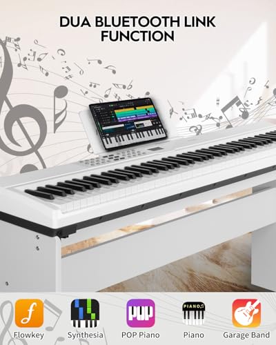 Image of STRICH 88 Keys Weighted Keyboard Piano with Stand & Sustain Pedal, Hammer-Action Digital Piano, Full-size Electric Piano Keyboard Supports USB-MIDI /Wireless Connect, White, SDP-120