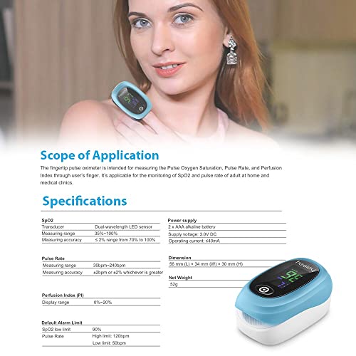 Hesley Pulse Oximeter Fingertip, Oxygen Saturation Monitor with