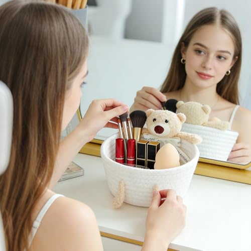 Cesta infantil de cuerda de algodón para decoración del hogar y libros escolares 3
