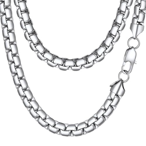 Image of PROSTEEL Stainless Steel Flat Box Link Chain Necklace for Men