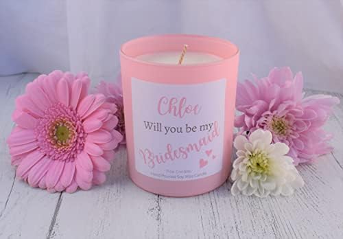 Personalised Bridesmaid Proposal Candle Gift Will you be my bridesmaid Luxury Soy Wax Candle 35 hour By Fizzy Fuzzy