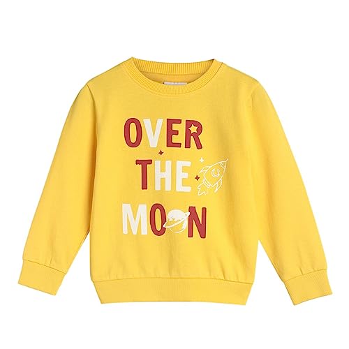 Image of miniklub Boys Yellow & Red Typography Printed Cotton Sweatshirt
