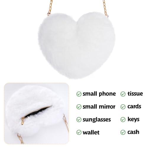 Heart Shaped Faux Fur Purse Fluffy Crossbody Shoulder Bag Cute Clutch Purses for Women Girls Halloween Valentine3