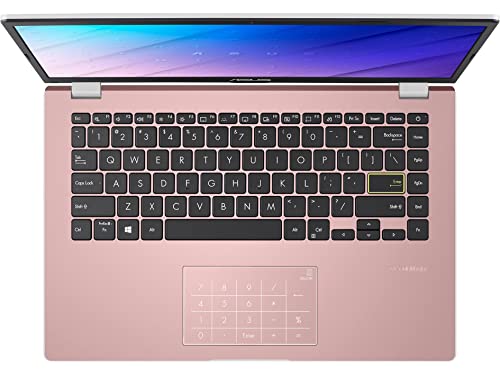 Image of ASUS 2022 14 inch HD Laptop, Intel Celeron N4020 Processor, 4GB RAM, 64GB eMMC Flash Memory, Intel HD Graphics 500, HD Webcam, Stereo Speakers, Rose Gold, Windows 11S, 32GB USB Card