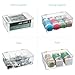 novelinks Clear Plastic Tea Bag Organizer Stackable Storage Organizer with Lid Divided Container Box with Lid for Kitchen Cabinet, Condiments,Countertop, Pantry, Hold Coffee Pods, 1 Pack
