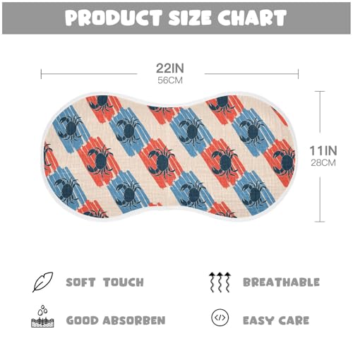 2 Pack Muslin Burp Cloths Crab Beige Cotton Baby Burp Cloths Ultra Absorbent Soft Thick Burping Cloth for Newborn Babies, Large 22" x 11"2