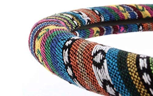 Istn Ethnic Style Coarse Flax Cloth Automotive Steering Wheel Cover Anti Slip And Sweat Absorption Auto Car Wrap Cover (C, 15.25''-16'') #TOP6