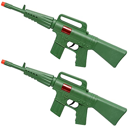 Army Rifle Gun Toy, Set of 2, Pretend Play Toy, Sound and Sparking Action, No Batteries Needed, Black, 16 Inches Long