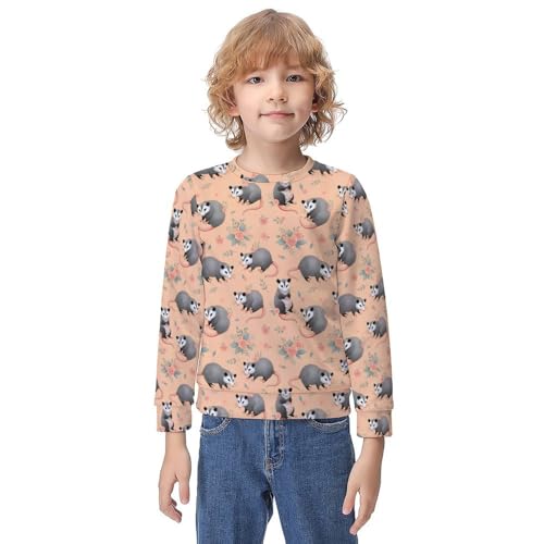 MZERSE Soft Kids Crew Neck Pullover Befuddled Possums, Long Sleeve Sweatshirt for All Seasons, 8-10Y