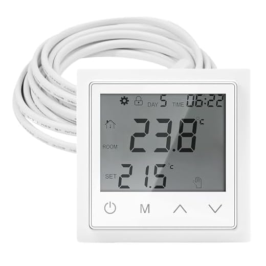 Digital Thermostat, Smart Thermostat, Raumthermostat Fußbodenheizung mit 300CM Kabel, Raumthermostat Touchscreen, Wandthermostat, Raumtemperaturregler für Wandheizung Fußbodenheizung(Weiß)