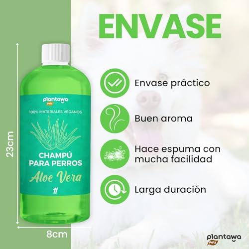 Miniatura 7 de Plantawa Champú Para Perros Aloe Vera 1l Champu Perro Para Pieles Sensibles Y Dermatitis Acción Anti Irritaciones Sin Alérgenos, Sin Parabenos, 100 Vegano Con Extractos Naturales