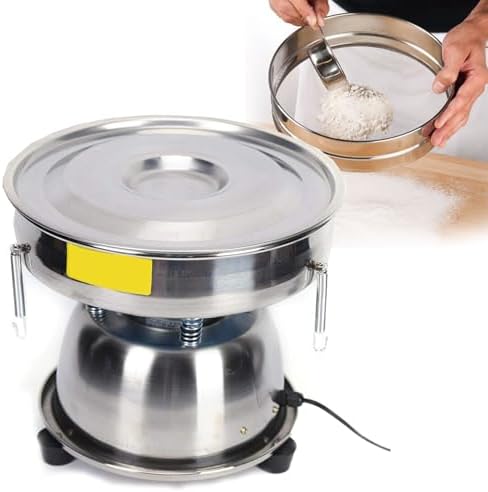 Electric Sifter Shaker Machine - Automatic Stainless Steel Vibrating Screen with 4 Screens for Powder & Particle Separation, 8cm Height Sieve, 16/40/80/150 Mesh