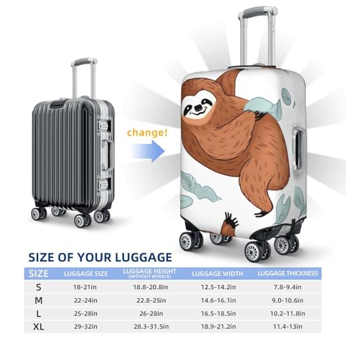 Travel Luggage Cover for Suitcase Elastic Suitcase Protector Brown Sloth Suitcase Covers Washable Suitcase Protective Cover Dust-proof Luggage Covers Fit 18-32 Inch Luggage2