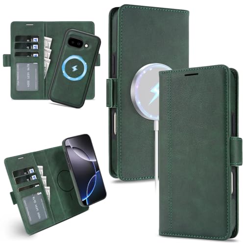 �y2in1 ���̓}�O�l�b�g Magsafe�Ή��z Google Pixel 9a �p �P�[�X �J�[�h���[ 3�� �蒠�^ �ϏՌ� �y�� TPU �O�[�O�� �s�N�Z��9a �J�o�[ (�O���[��, Google Pixel 9a)