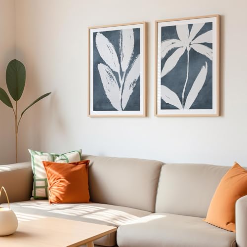 Image of COLOSSAL ART HOUSE Set of 2 botanical wall art paintings for living room & wall painting for bedroom wall decor - (10x13 Inch framed poster, Paintings for home decor)