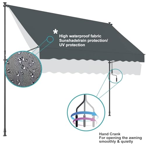 Toldo retráctil con protección UV y lona ajustable para puertas exteriores 7