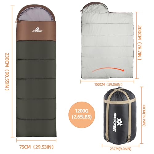 Sleeping Bags for Adults,Camping Sleeping Bags for Kids,All Seasons Backpacking Camping Sleeping Bag for Couples Outdoor Car Family Travelling - Lightweight & Waterproof (Brown, M)