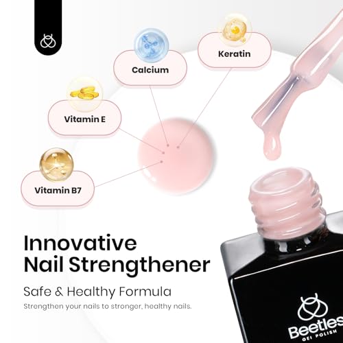 beetles Gel Polish Beetles Rubber Base Gel For Nails 6 Pcs, Builder Nail Aesthetic Nude Colors Pink Gel Polish U V LED Lamp Cure Strengthener Gel All-in-1 Gift