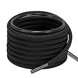 YOLCAR Round Sneaker Shoe Laces, 120cm/47inch, Polyester Material with Anti-Fray Tips, Versatile for Fashion and Crafts, Black