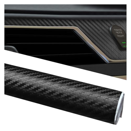GAOLAOSY Car 3D Carbon Fiber Wrap Stickers Decal, 4FT x 1FT Vinyl Auto Body Wrap Roll Film Decoration, Self Adhesive Scratch Resistance DIY Interior Exterior Decals for Cars (Black/1.27M)