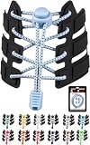 [KutsuGoods] クツグッズ (脱ぎ履き簡単) 結ばない 靴紐 伸びる ゴム シューレース スニーカー 留め具 ほどけない 靴ひも ドローコード 丸紐 (リフレクター, ライトブルー)